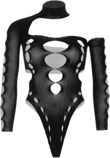 Безшовне боді на одне плече Leg Avenue Seamless thong back bodysuit, One Size, чорне - фото №3