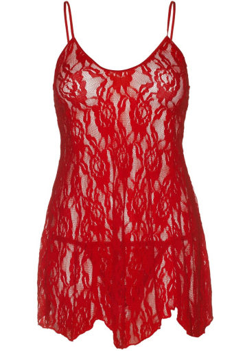 Сорочка бебі-дол Leg Avenue Rose Lace Flair Chemise Red, One Size №3