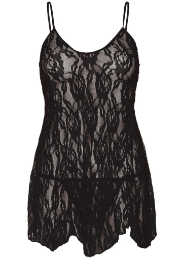 Сорочка бебі-дол Leg Avenue Rose Lace Flair Chemise Black, Queen Size - фото №2