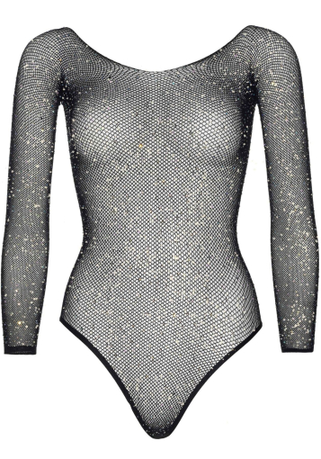 Сітчасте боді зі стразами Leg Avenue Crystalized fishnet bodysuit Black One Size - фото №6