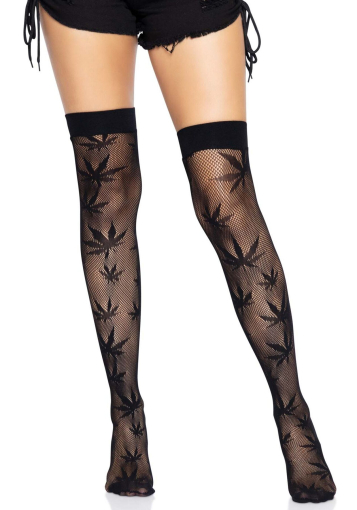 Панчохи з малюнком Leg Avenue 420 Net thigh highs Black - фото №4