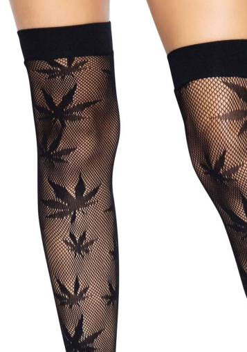 Панчохи з малюнком Leg Avenue 420 Net thigh highs Black - фото №3