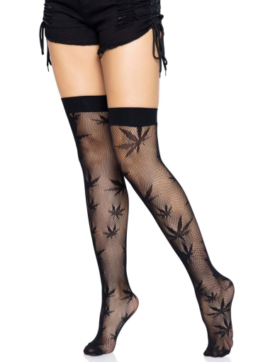 Панчохи з малюнком Leg Avenue 420 Net thigh highs Black - фото №5