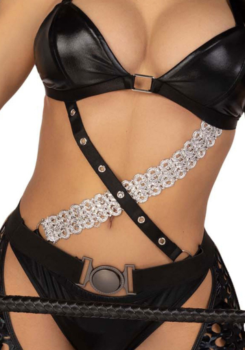 Еротичний костюм кішечки-пані Leg Avenue Mistress Kitty XS, рукавички, комбінезон, маска - фото №3