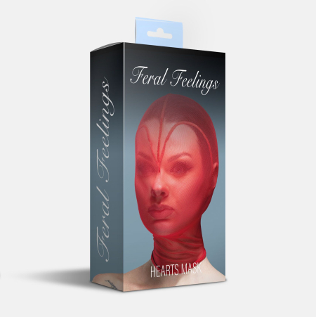 Маска серце сітка із повністю закритим обличчям Feral Feelings - Hearts Mask Red/Red - фото №2