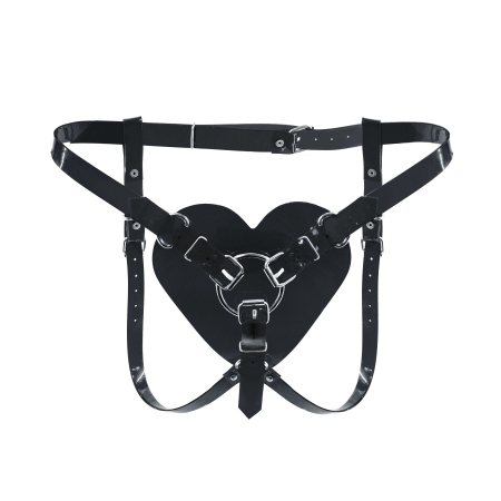 Трусики Серце для страпону Feral Feelings - Hearts Strap-on Belt Black - фото