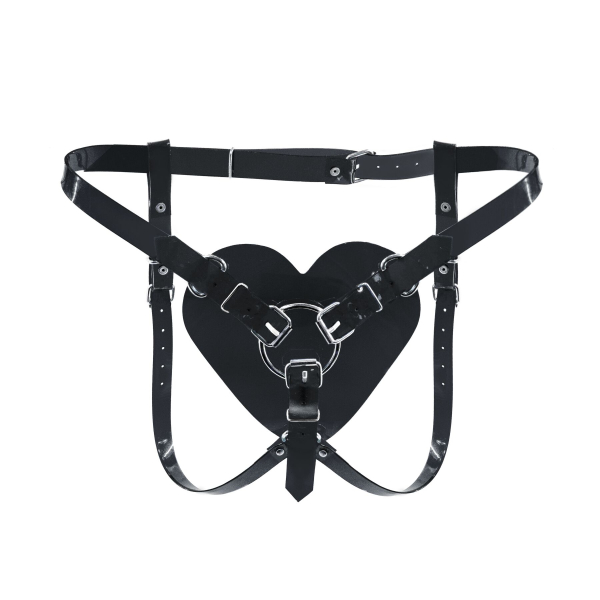 Трусики Серце для страпону Feral Feelings - Hearts Strap-on Belt Black - фото
