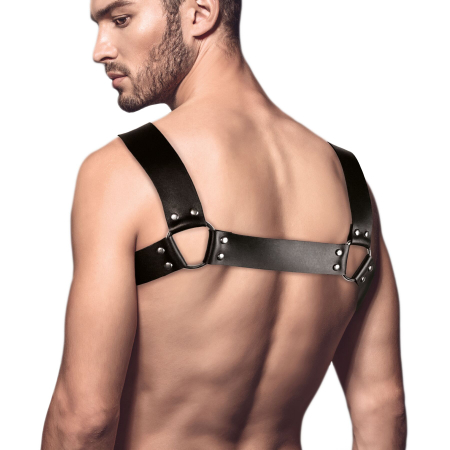 Чоловіча портупея на груди з натуральної шкіри Feral Feelings - Bulldog Harness Black - фото №2