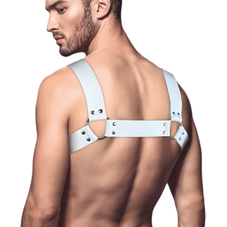 Чоловіча портупея на груди з натуральної шкіри Feral Feelings - Bulldog Harness White - фото №2