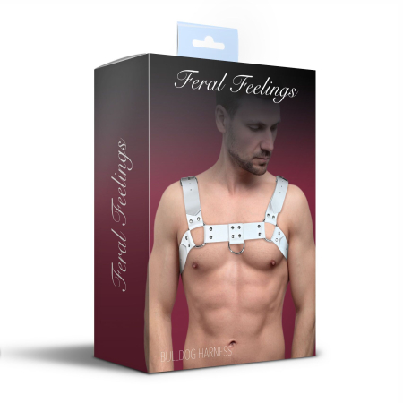 Чоловіча портупея на груди з натуральної шкіри Feral Feelings - Bulldog Harness White - фото №3