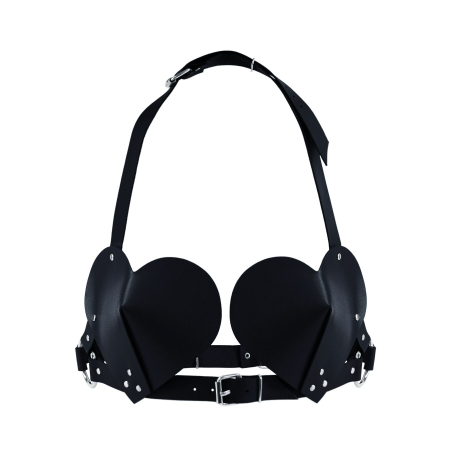 Ліф Серце з натуральної шкіри Feral Feelings - Hearts Bra Black - фото