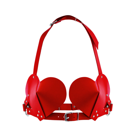 Ліф Серце з натуральної шкіри Feral Feelings - Hearts Bra Red - фото