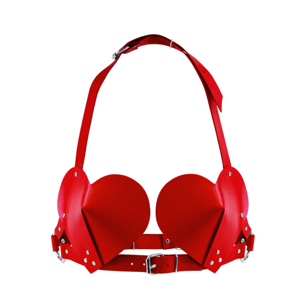 Ліф Серце з натуральної шкіри Feral Feelings - Hearts Bra Red - фото