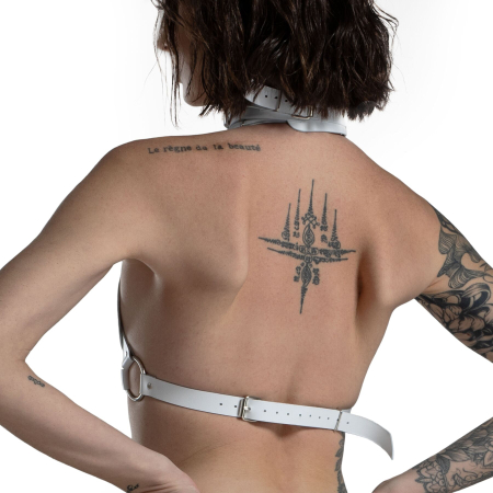 Ліф Серце з натуральної шкіри Feral Feelings - Hearts Bra White №2