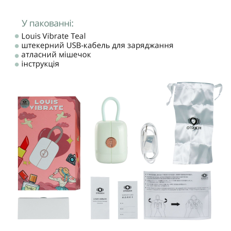 Вакуумний кліторальний стимулятор Otouch Louis Vibrate Teal з віброяйцем, у кейсі - фото №6