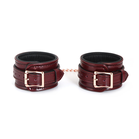 Шкіряні поножі Liebe Seele Wine Red Ankle Cuffs, знімний ланцюжок-кріплення - фото