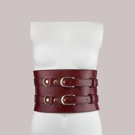 Шкіряний пояс для бондажу Liebe Seele Wine Red Waist Cuff, L Size - фото №7