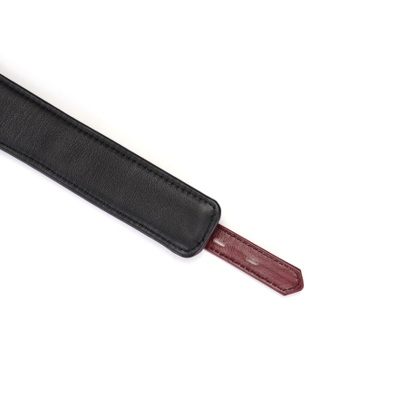 Шкіряний нашийник з повідцем Liebe Seele Wine Red Curved Collar, замок-сердечко - фото №6