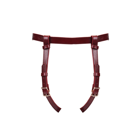 Шкіряні трусики для страпона Liebe Seele Wine Red Strap on Harness, універсальний розмір - фото №4