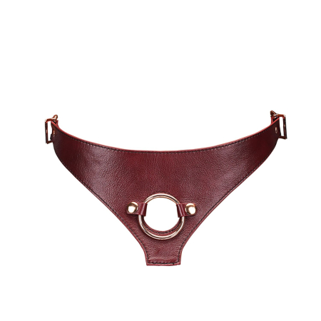 Шкіряні трусики для страпона Liebe Seele Wine Red Strap on Harness, універсальний розмір - фото №2