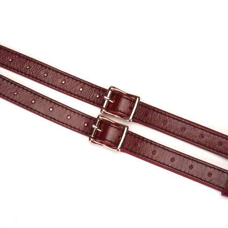 Шкіряні трусики для страпона Liebe Seele Wine Red Strap on Harness, універсальний розмір - фото №7