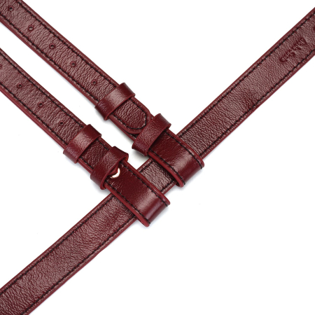 Шкіряні трусики для страпона Liebe Seele Wine Red Strap on Harness, універсальний розмір - фото №6