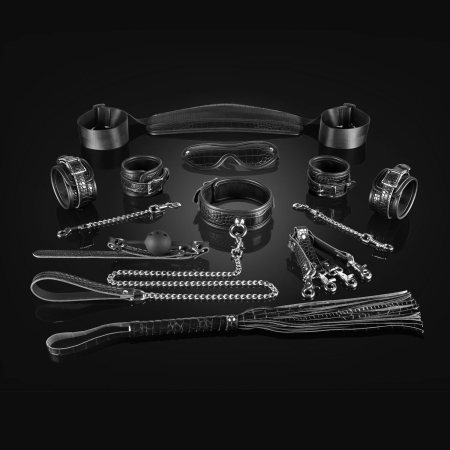 Набір Liebe Seele Temptation Bondage 8pcs Kit, фіксатори, нашийник з повідцем, кляп, флогер, маска - фото №2