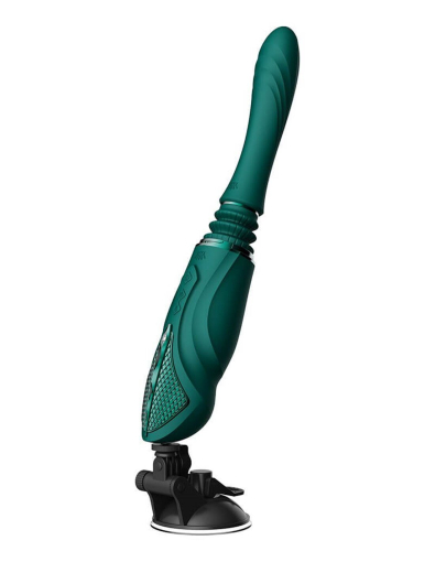 Компактна смарт секс-машина Zalo – Sesh Turquoise Green, 2 насадки, пульт ДК, кристал Swarovski - фото №3