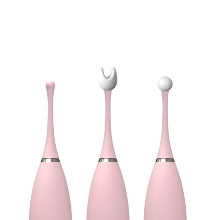 Кліторальний вібратор KISTOY C-King Pink, з двома дод. насадками, потужна прицільна стимуляція - фото №4