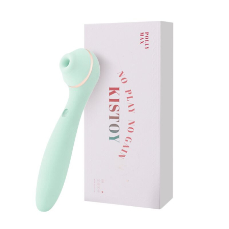 Вакуумний стимулятор з вібратором KISSTOY Polly Max Cyan - фото №5