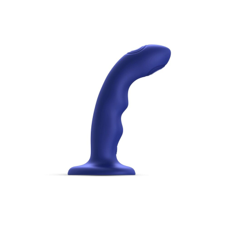 Насадка для страпона з подвійною точковою пульсацією Strap-On-Me TAPPING DILDO WAVE – NIGHT BLUE, М - фото
