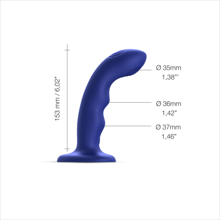 Насадка для страпона з подвійною точковою пульсацією Strap-On-Me TAPPING DILDO WAVE – NIGHT BLUE, М - фото №2