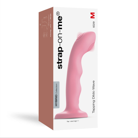 Насадка для страпона з подвійною точковою пульсацією Strap-On-Me TAPPING DILDO WAVE – CORAL PINK, М - фото №5