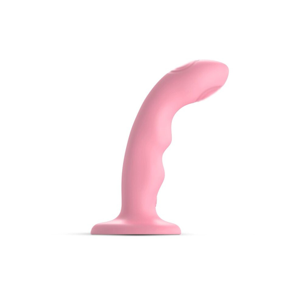 Насадка для страпона з подвійною точковою пульсацією Strap-On-Me TAPPING DILDO WAVE – CORAL PINK, М - фото