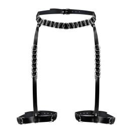 Гартери прикрашені кільцями Art of Sex - Geneva, Натуральна шкіра, Розмір XS-M - - фото №3