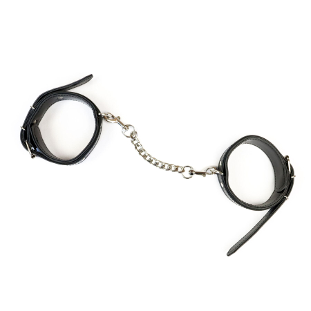 Набір BDSM Art of Sex - Emoji, наручники та поножі, екошкіра, чорний - фото №3