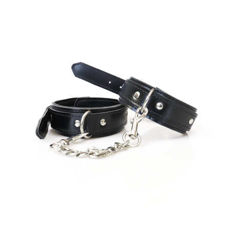 Набір BDSM Art of Sex - Emoji, наручники та поножі, екошкіра, чорний - фото №2