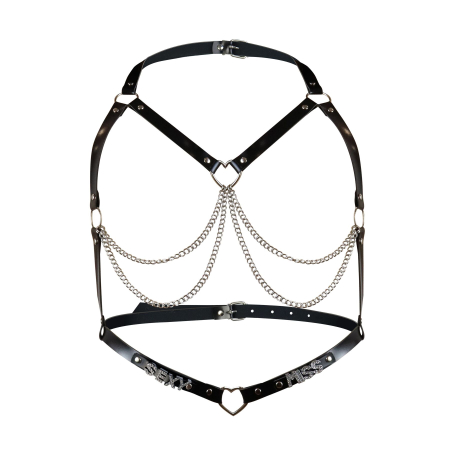 Жіноча портупея з натуральної шкіри Art of Sex - Miss Sexy, колір Чорний, розмір L-2XL - фото №3