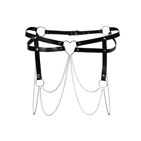 Шкіряний пояс декорований ланцюжками Art of Sex - Becky, розмір XS-M, колір Чорний - фото №3