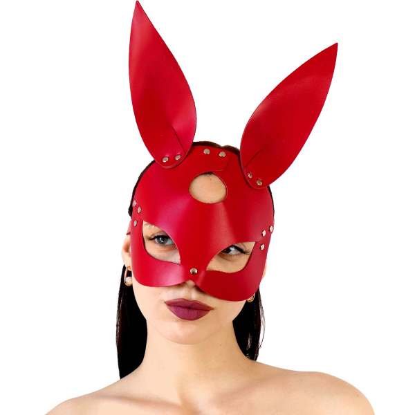 Шкіряна маска Зайчика Art of Sex - Bunny mask, колір Червоний - фото