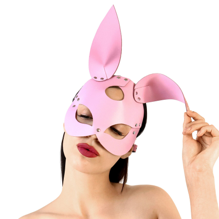 Шкіряна маска Зайчика Art of Sex - Bunny mask, колір Рожевий - фото
