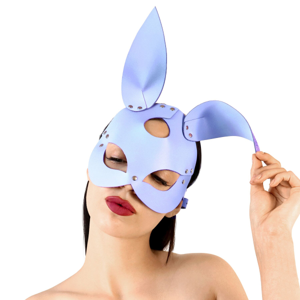 Шкіряна маска Зайчика Art of Sex - Bunny mask, колір Лавандовий 