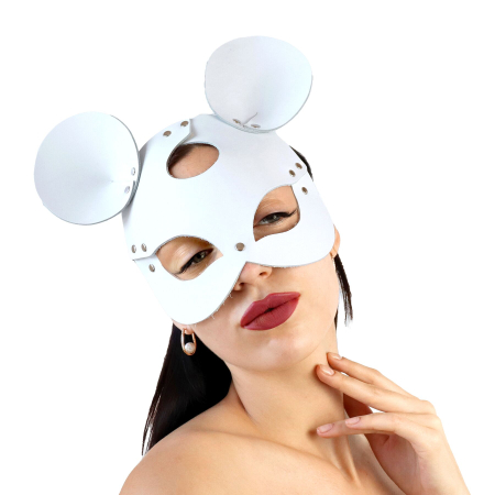 Шкіряна маска мишки Art of Sex - Mouse Mask, колір Білий - фото
