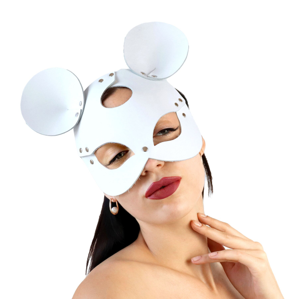 Шкіряна маска мишки Art of Sex - Mouse Mask, колір Білий - фото