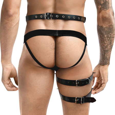 Чоловічі гартери з натуральної шкіри Art of Sex - Serge, колір Чорний, розмір XS-M №2