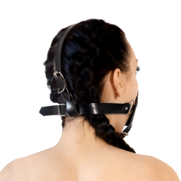 Кляп-маска з пластиковою кулею Art of Sex - Slave, Натуральна шкіра, колір Чорний - - фото №2