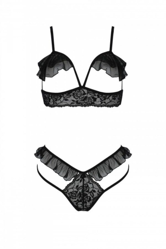 Еротичний комплект Passion DOLLY SET, L/XL, black, з відкритими чашками №3