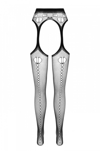 Еротичні колготки-бодістокінг Passion ECO S008 black, з імітацією панчіх та пояса - фото №4