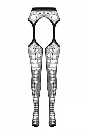Еротичні колготки-бодістокінг Passion ECO S008 black, з імітацією панчіх та пояса - фото №3
