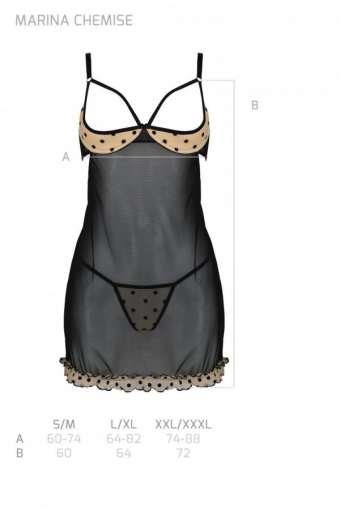 Еротичний пеньюар Passion MARINA CHEMISE, L/XL, beige №5